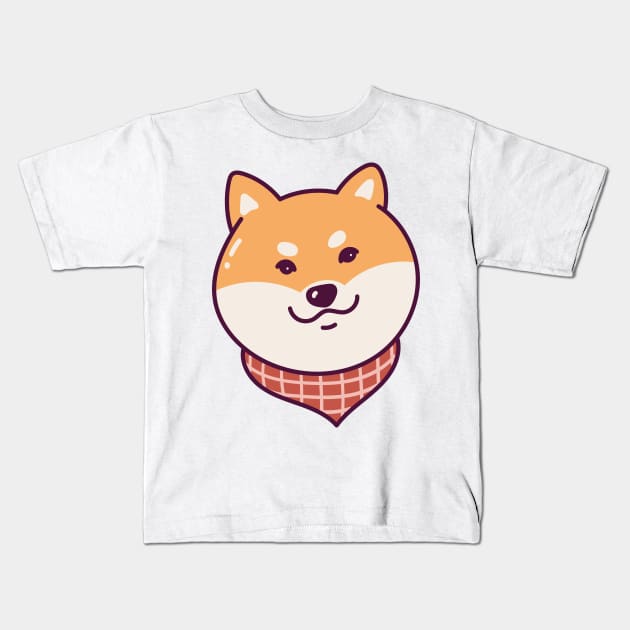 Shiba Inu Dog Wearing Scarf Kids T-Shirt by Vizzzual